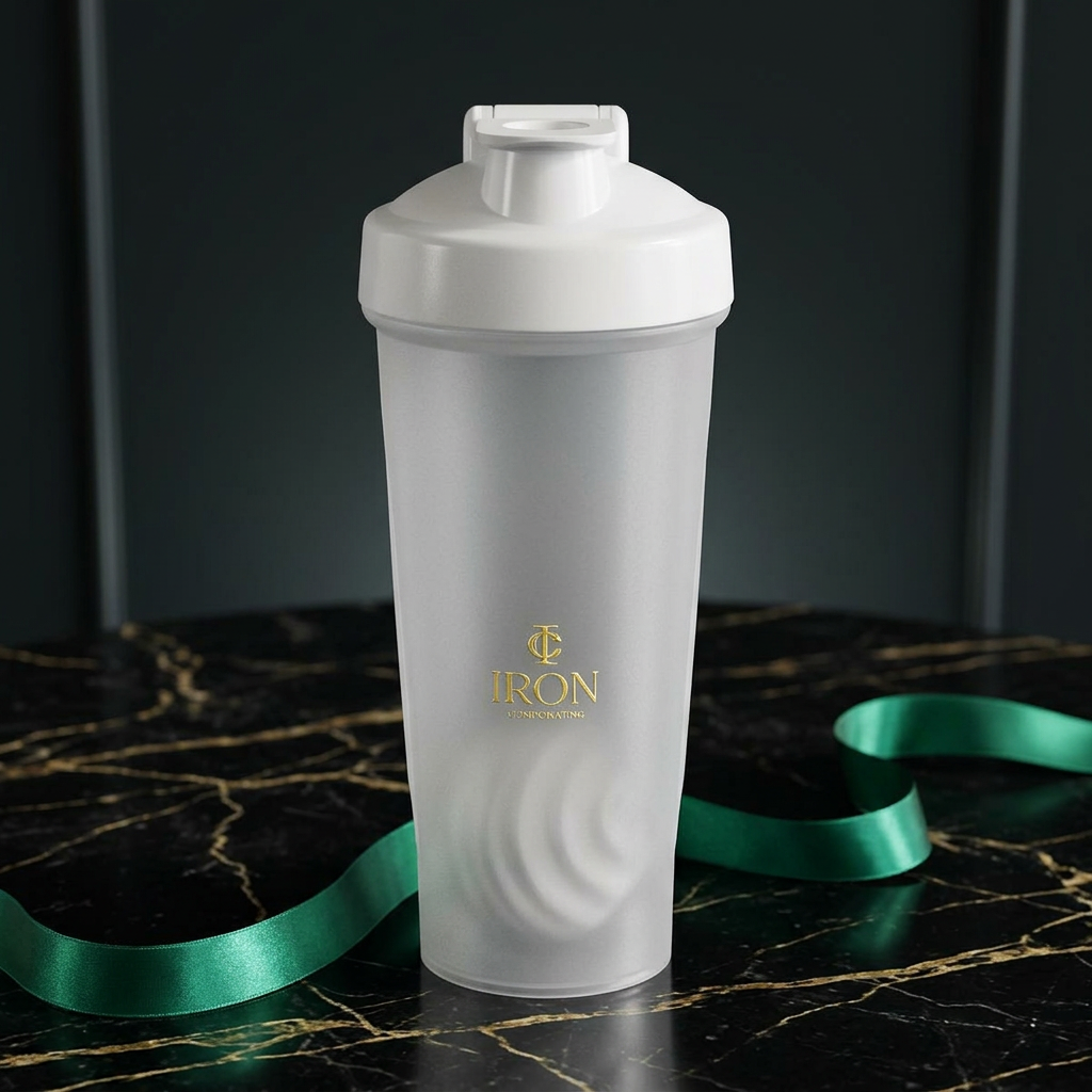Gold Logo Protein Shaker Bottle — Gym Blender Bottle for Fitness & Supplements